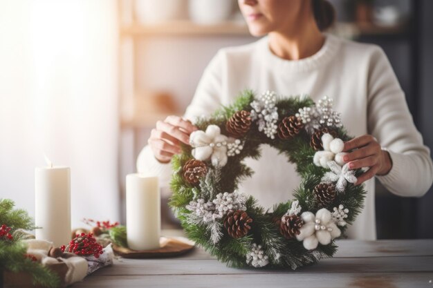 Beatiful traditional christmas wreath handmade xmas decoration