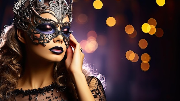 写真 マスク仮面舞踏会パーティーの美しい女性