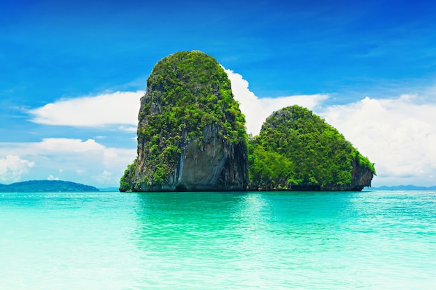 Beaty limestone rock in the ocean