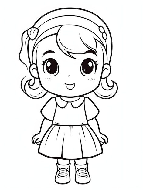 Photo beaufitul anime girl coloring page black and white