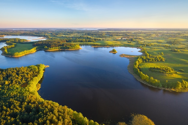 Photo beautful lake niespish, national park braslau lakes, belarus