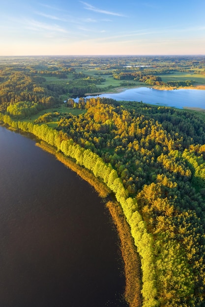 Beautful peninsula between lakes Niedrava and Niespish National Park Braslau Lakes Belarus