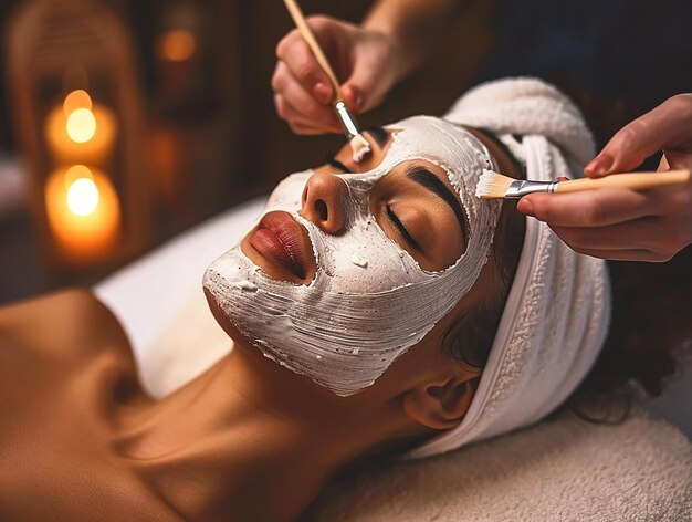 Beautician Applying Face Mask