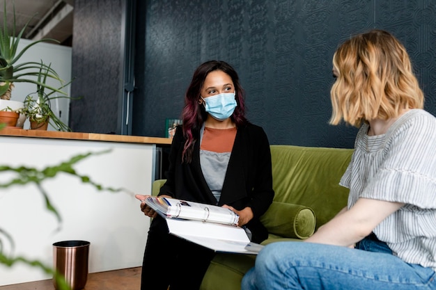 Beautician giving a beauty consultation