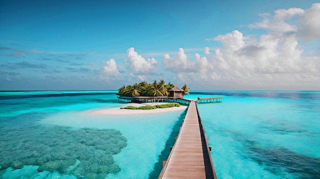 Красивый остров в голубой воде океана песка пляж отдых вид на море кокосовые орехи дерево 5