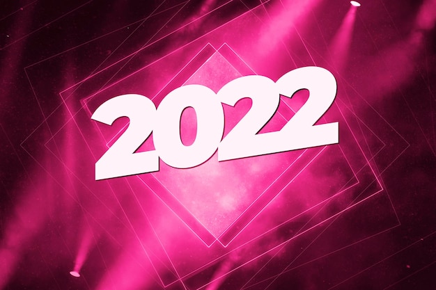 Bellissimo design di banner incandescente in stile neon del nuovo anno 2022