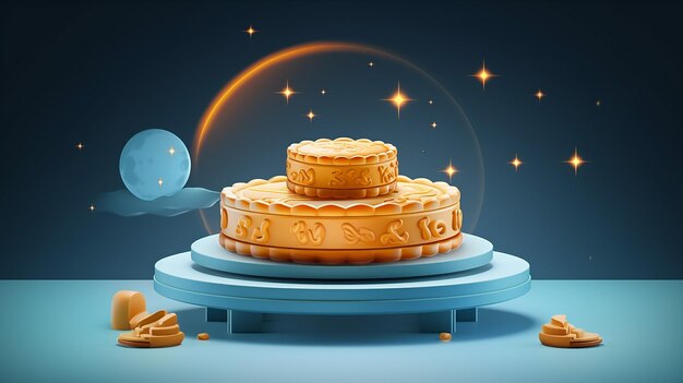 Photo beautiful 3d design of mooncake