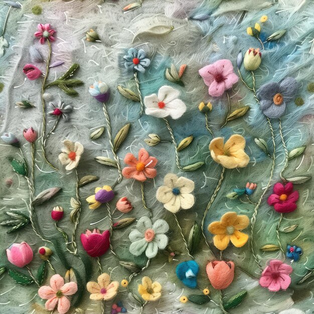 Beautiful 3d felted wildflowers