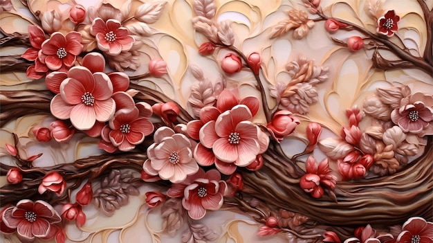 장식을 위한 아름다운 3d 꽃 삽화