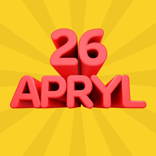 A beautiful 3d illustration with apryl day calendar on gradient background