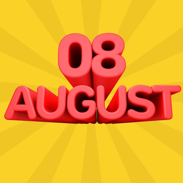 A beautiful 3d illustration with august day in gradient background