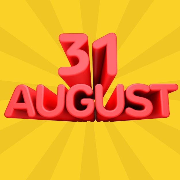 A beautiful 3d illustration with august day in gradient background