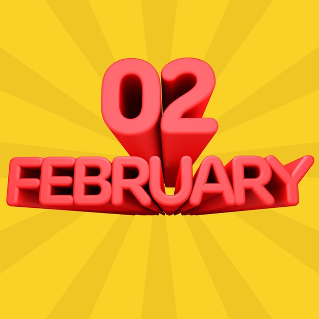 A beautiful 3d illustration with february day in gradient background