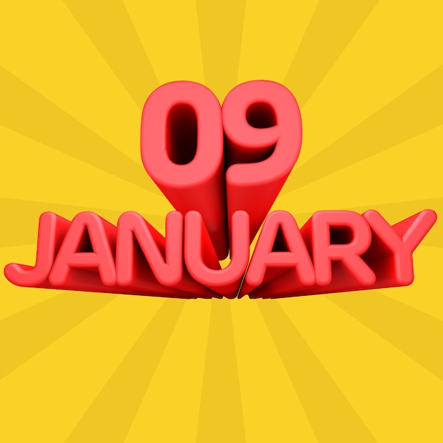A beautiful 3d illustration with january day in gradient background