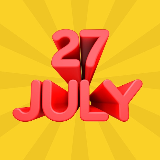 A beautiful 3d illustration with july day in gradient background