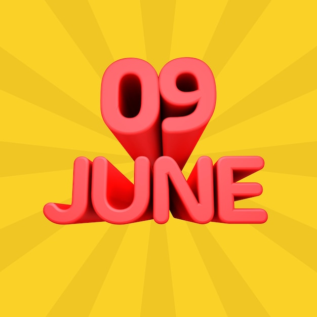 Photo a beautiful 3d illustration with june day calendar on gradient background