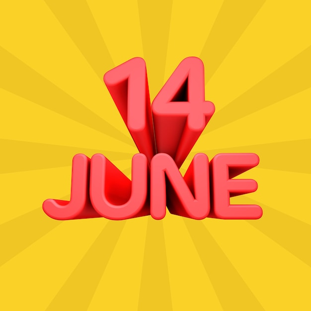 A beautiful 3d illustration with june day calendar on gradient background