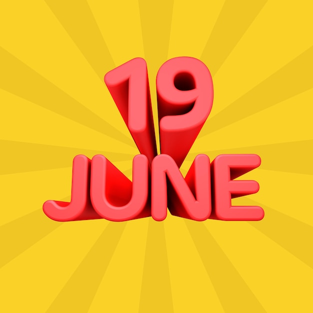 A beautiful 3d illustration with june day calendar on gradient background