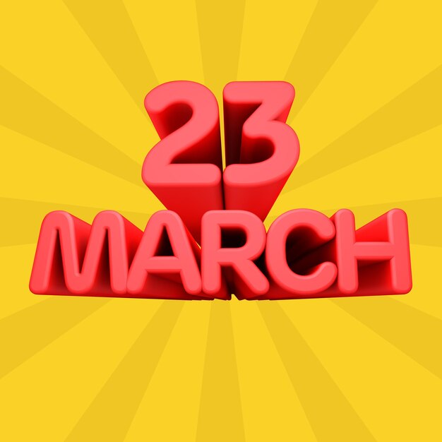 A beautiful 3d illustration with march day calendar on gradient background