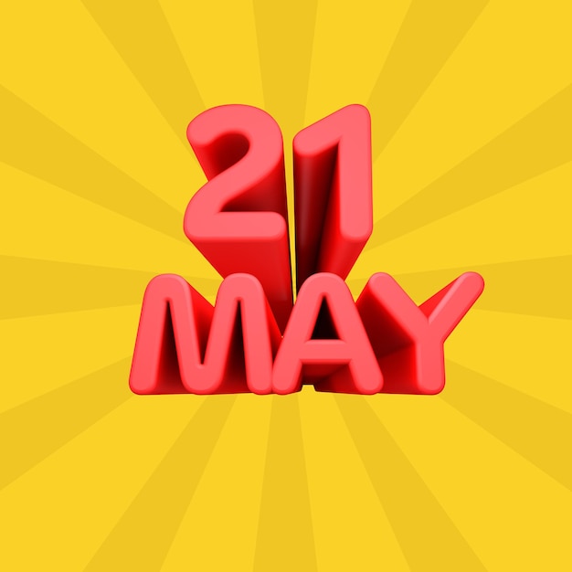 A beautiful 3d illustration with may day calendar on gradient background