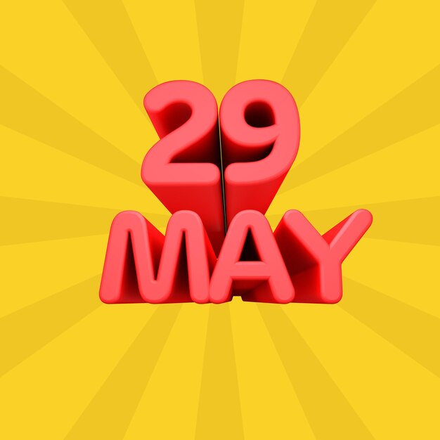 A beautiful 3d illustration with may day calendar on gradient background