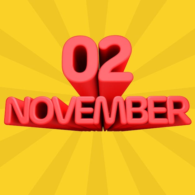 A beautiful 3d illustration with november day calendar on gradient background