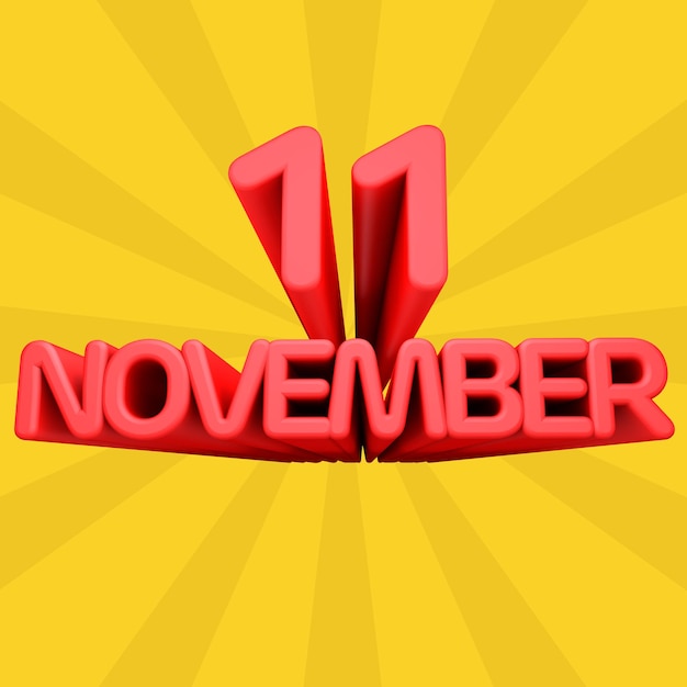 A beautiful 3d illustration with november day in gradient background