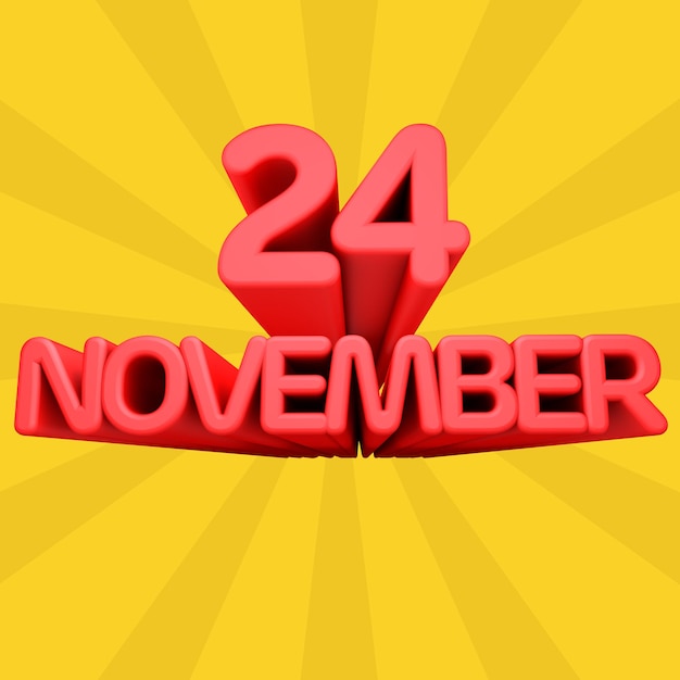 A beautiful 3d illustration with november day in gradient background