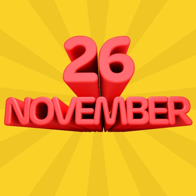 A beautiful 3d illustration with november day in gradient background