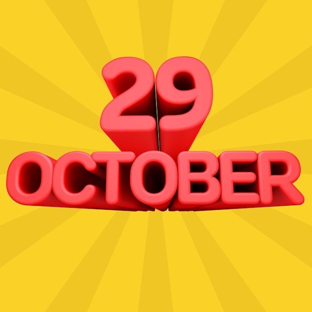 Красивая 3d иллюстрация с днем октября на градиентном фоне