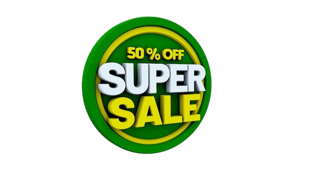 Photo a beautiful 3d illustration with text 50 off super sale discount for big sales