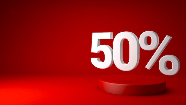 A beautiful 3d illustration with text 50 percent off Discount for big sales