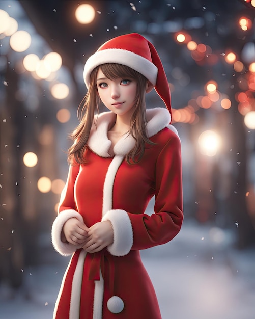 Beautiful 3d lady santa claus