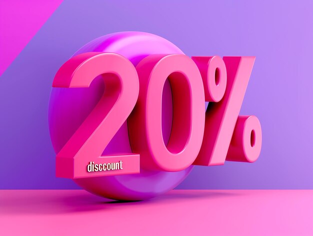 Beautiful 3D number 20 on a gradient background