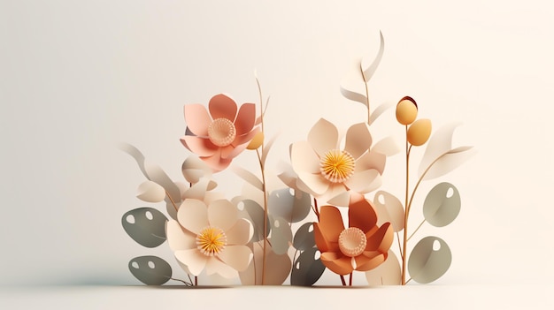 Beautiful 3d paper cut floral background