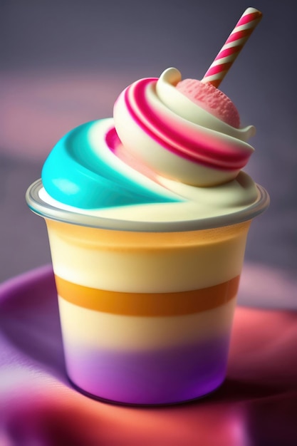 Beautiful 3d rendering of a colorful and delicious ice cream