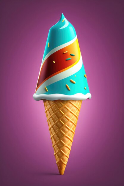 Photo beautiful 3d rendering of a colorful and delicious ice cream