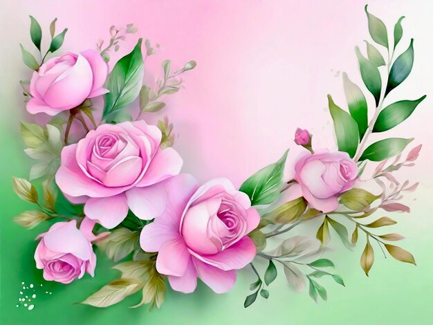 Beautiful 3D rendering pink floral background photo