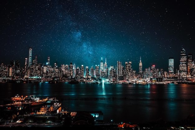 Desktop Wallpapers New York City USA Night Skyscrapers Houses Cities