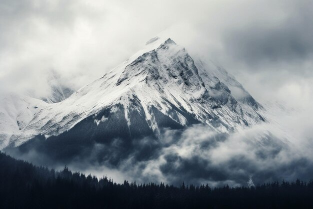 写真 美しい雪に覆われた高い山