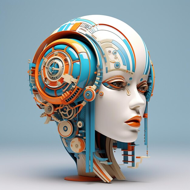 Beautiful abstract 3d female head art illustration