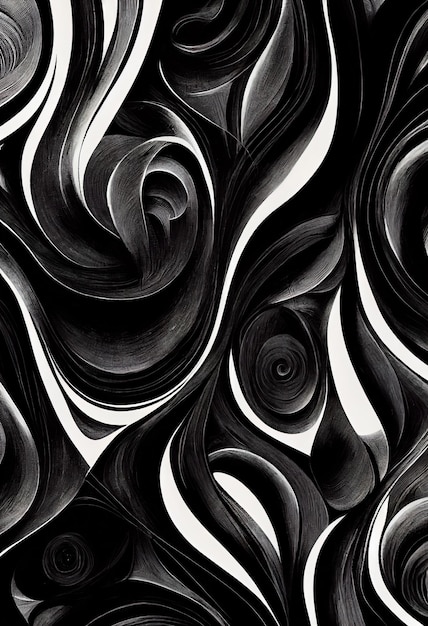 Beautiful abstract art in black and gold in swirl fluid mesmerize motion