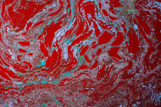 Beautiful abstract art of Ebru marbling painting techniques on water with paints