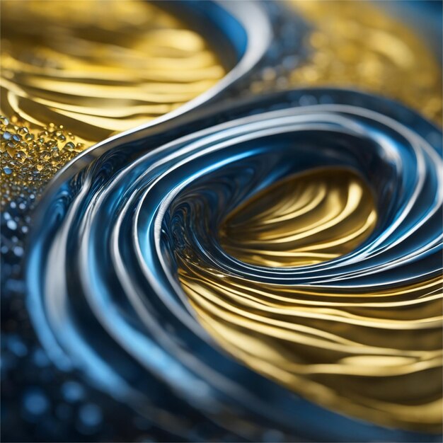 Beautiful Abstract Background of Blue and Yellow Wave
