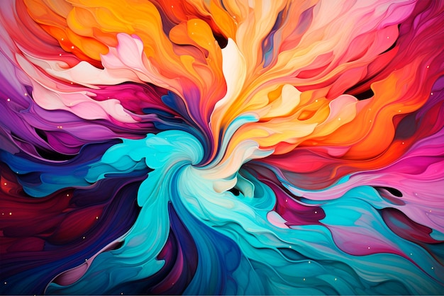 Beautiful abstract background a painting created with liquid paints splashes of bright colors