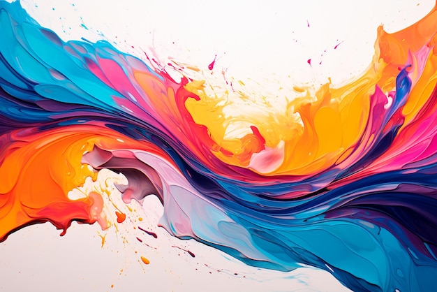 Beautiful abstract background a painting created with liquid paints splashes of bright colors