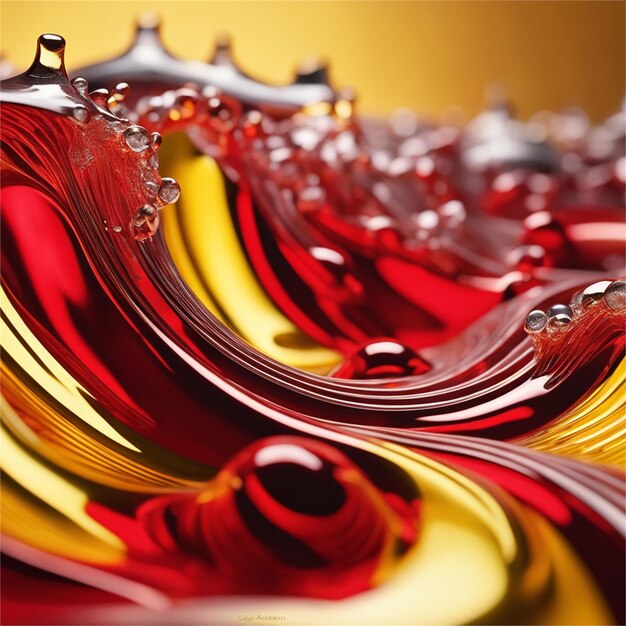 Beautiful abstract background of red and yellow waves