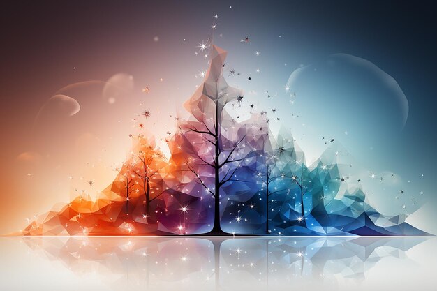 Beautiful abstract background Transparent colorful glass trees Design element for wallpaper