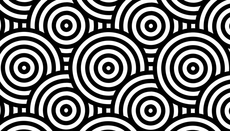 Photo beautiful abstract background with black and white circles place for text trending content