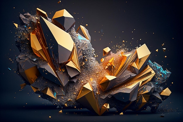 Beautiful abstract background with crystals Mysterious gemstones minerals Magic crystal cluster Closeup view Generative AI